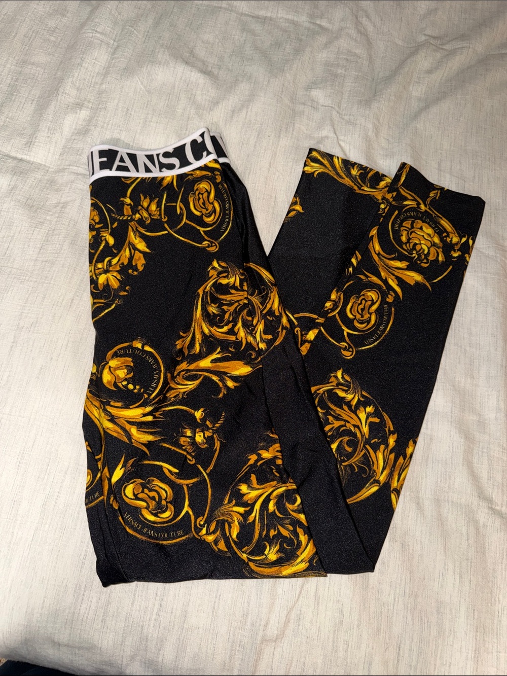 Versace-Style Black & Gold Leggings